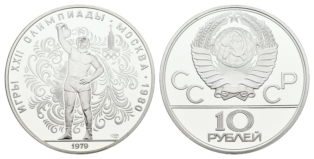  MGS Russland 10 Rubel 1980 Olympiade Moskau 1980 Ringen Feingewicht: 29,97g   