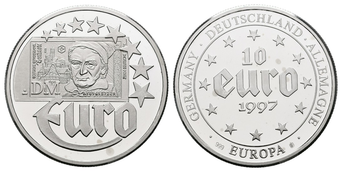  Linnartz BRD Silbermedaille (10 Euro 1997) PP Gewicht: 20,0g/999er   