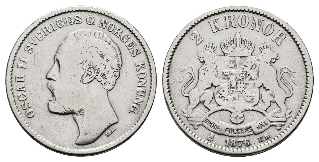  Linnartz Schweden 2 Kronor 1876 ss-   