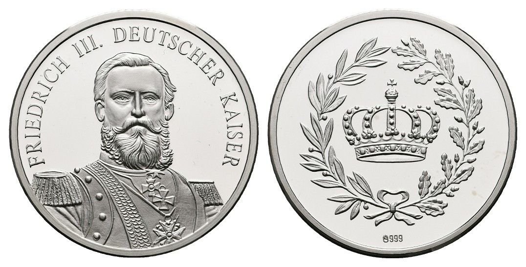  Linnartz Preussen Silbermedaille o.J. a. Friedrich III. PP Gewicht: 8,46g/999er   