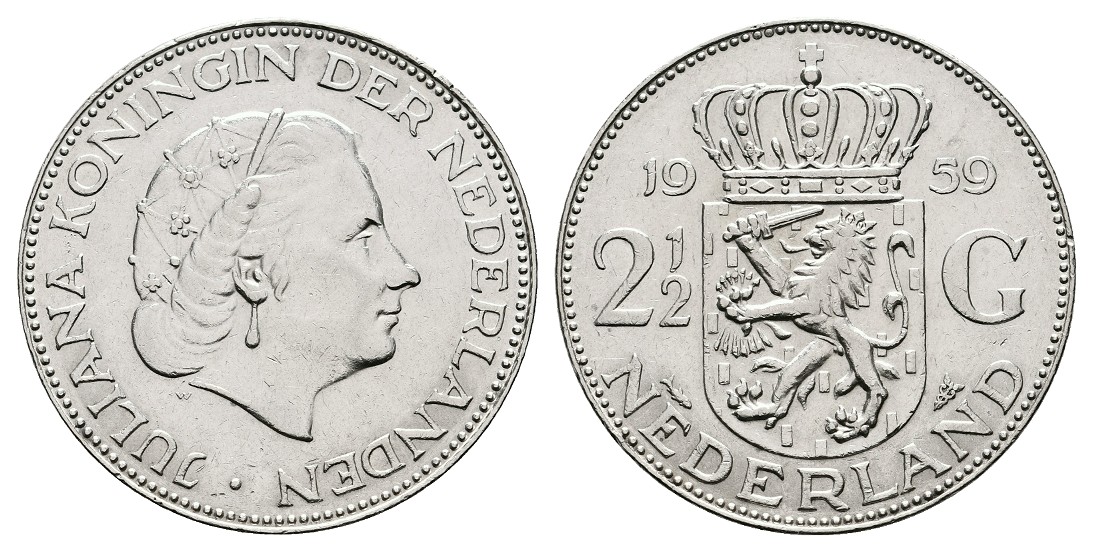  Linnartz Niederlande 2 1/2 Gulden 1959 vz-   