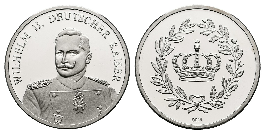  Linnartz Preussen Silbermedaille o.J. a. Wilhelm II. PP Gewicht: 8,46g/999er   