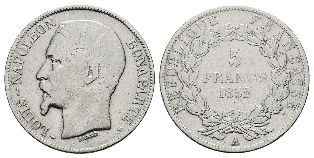  Linnartz Frankreich 5 Francs 1852 ss   