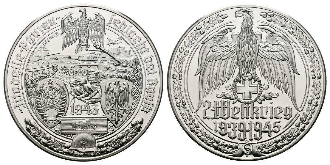  Linnartz 2. Weltkrieg Silbermedaille (Steiner) Panzerschlacht bei Kursk PP Gewicht: 34,9g/999er   