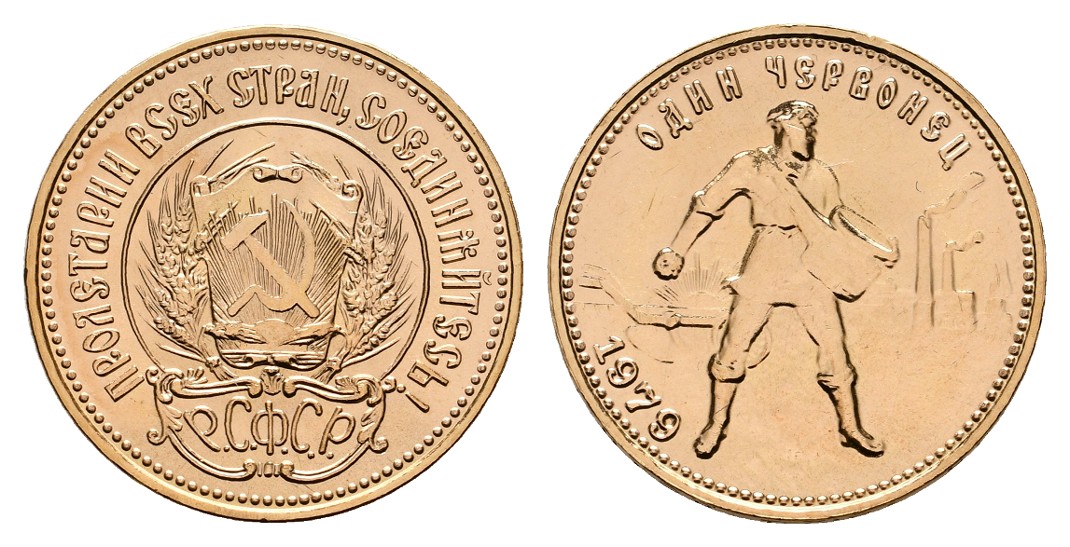  Linnartz Russland 10 Rubel 1979 Tscherwonez Gewicht: 8,6g/900er   