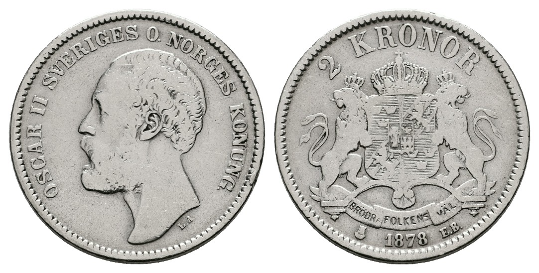 Linnartz Schweden 2 Kronor 1878 ss   