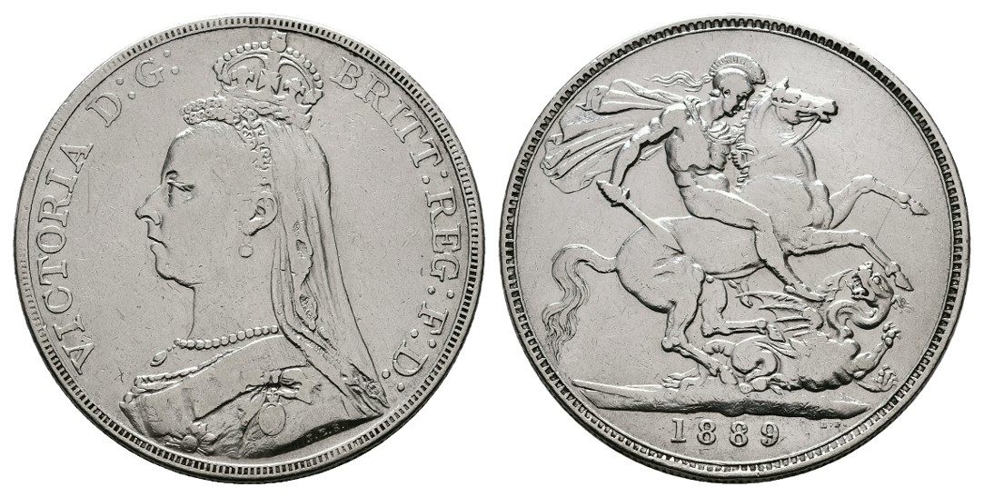  Linnartz Großbritannien Victoria 1 Crown 1889 ss+   