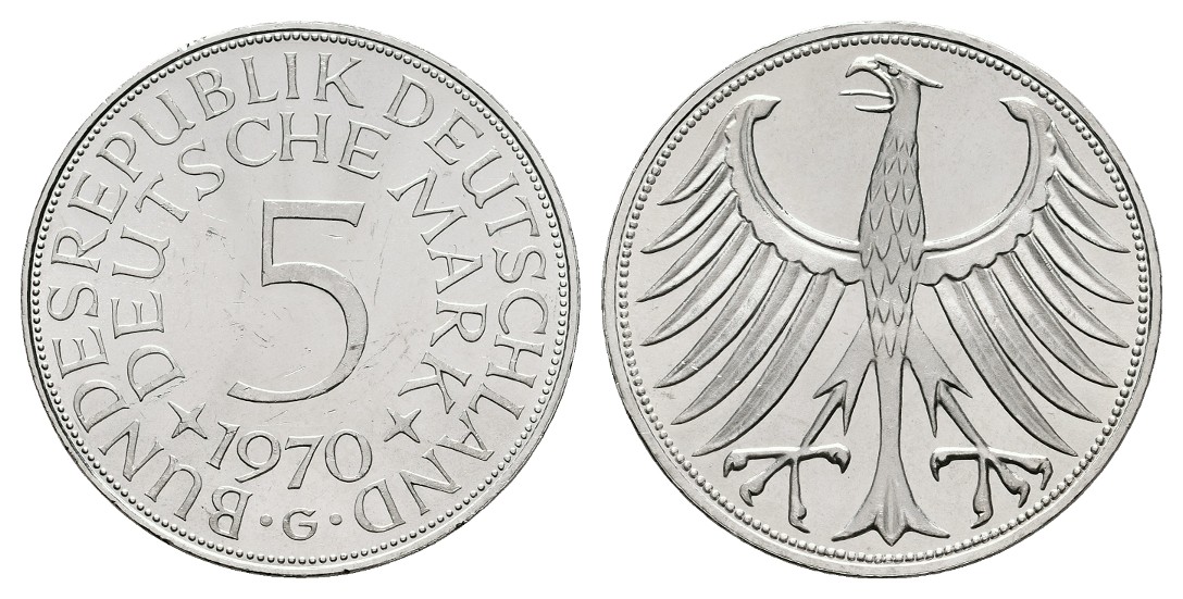  Linnartz Bundesrepublik Deutschland Silberfünfer 1970 G vz-st   
