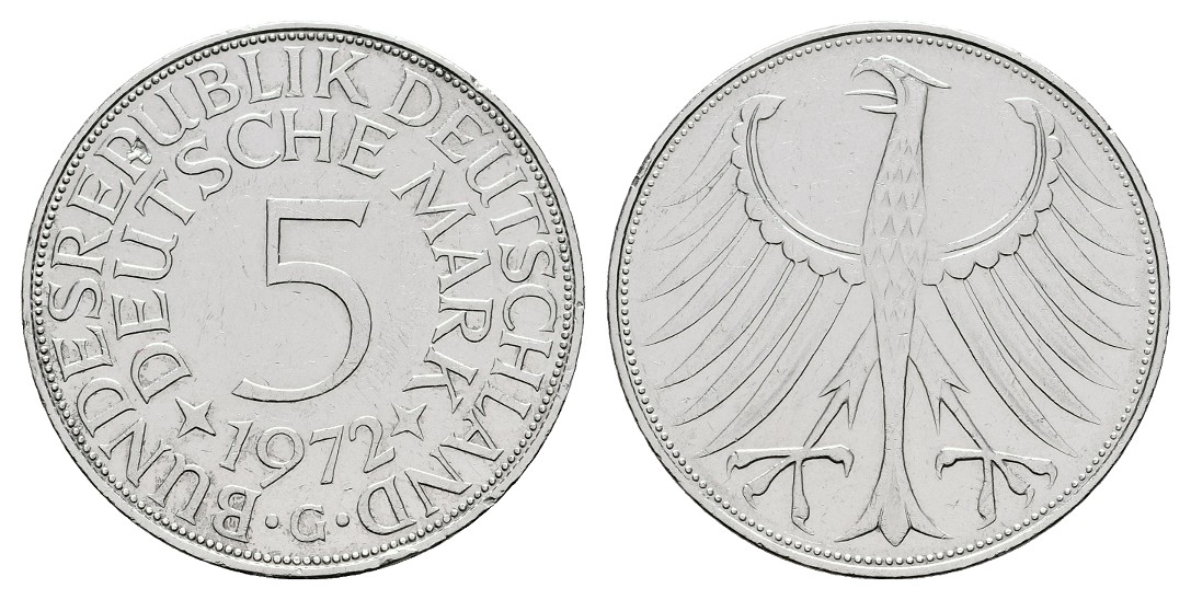  Linnartz Bundesrepublik Deutschland 5 DM 1972 G vz   