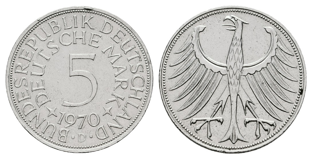  Linnartz Bundesrepublik Deutschland 5 DM 1970 D vz   