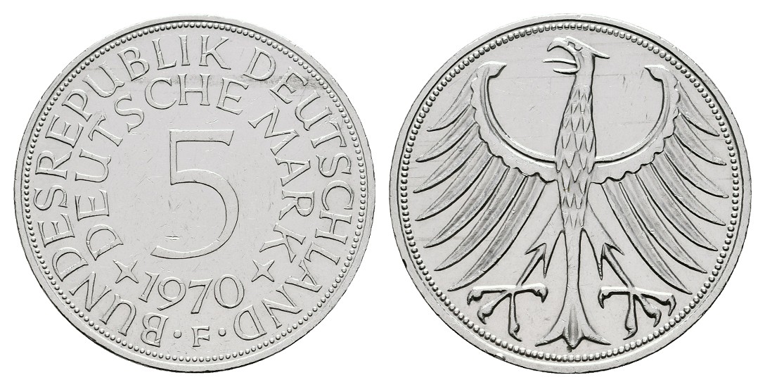  Linnartz Bundesrepublik Deutschland 5 DM 1970 F vz   