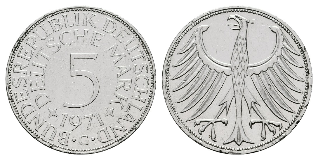  Linnartz Bundesrepublik Deutschland 5 DM 1971 G ss +   