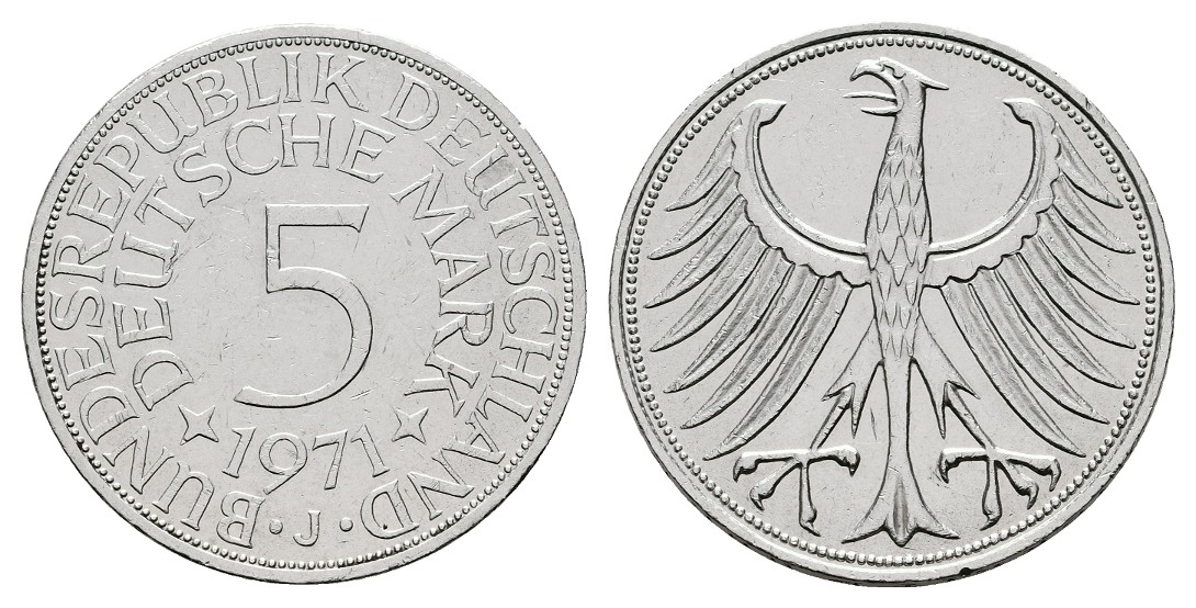  Linnartz Bundesrepublik Deutschland 5 DM 1971 J vz-   