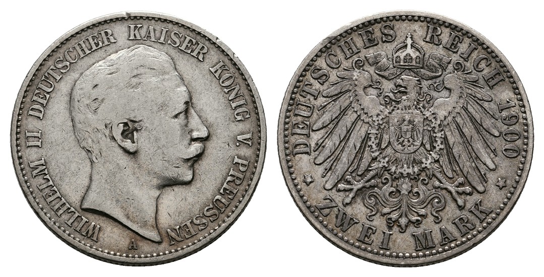  Linnartz KAISERREICH Preussen Wilhelm II. 2 Mark 1900 ss   