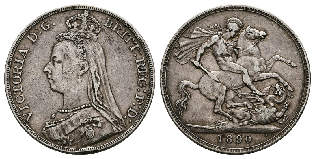  Linnartz Großbritannien Victoria 1 Crown 1890 kl.Rdf. ss   