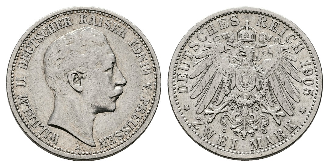  Linnartz KAISERREICH Preussen Wilhelm II. 2 Mark 1905 ss   