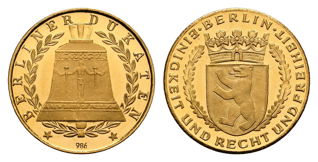  Linnartz Berlin Goldmedaille o.J. Berliner Dukat PP Gewicht: 3,53g/986er   