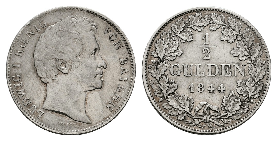  Linnartz Bayern Ludwig I. 1/2 Gulden 1844 ss-vz   