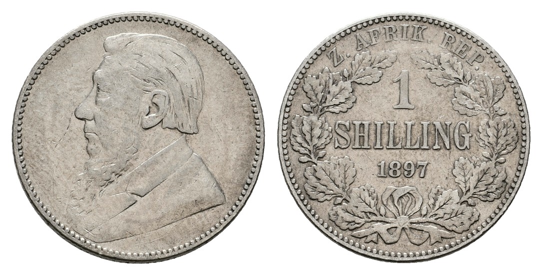  Linnartz Südafrika 1 Shilling 1897 ss Gewicht: 5,65g/925er   
