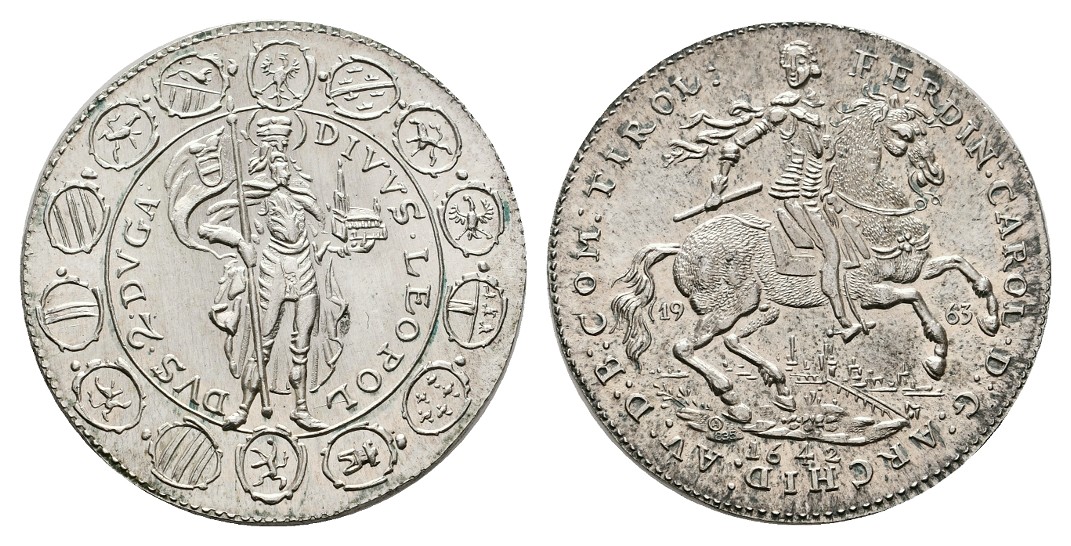  Linnartz Österreich Silberabschlag des 2 Dukaten 1642 Neuprägung stgl Gewicht: 6,4g/835er   