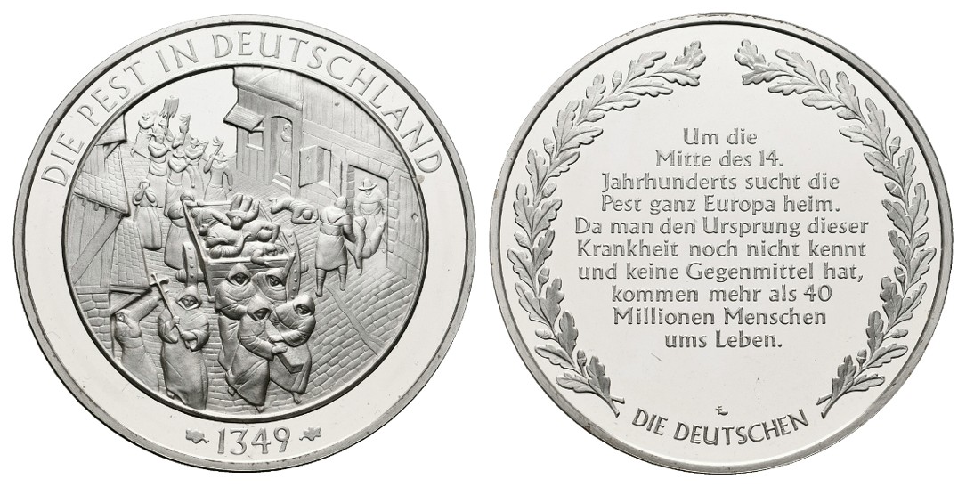  Linnartz Deutschland Silbermedaille o.J. die Pest in Deutschland PP Gewicht: 24,74g/925er   