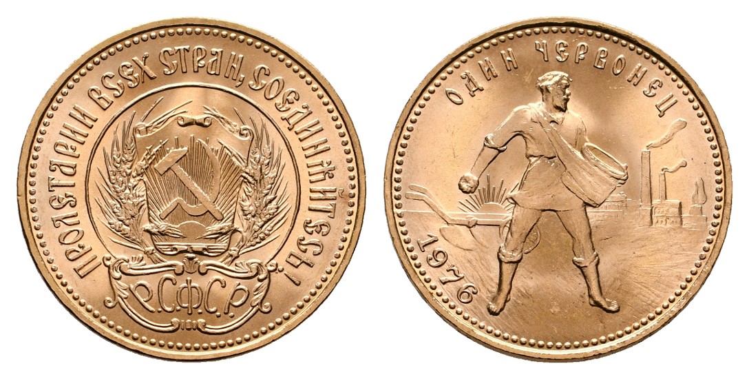  Linnartz Russland 10 Rubel 1976 Tscherwonez f.stgl Gewicht: 8,65g/900er   