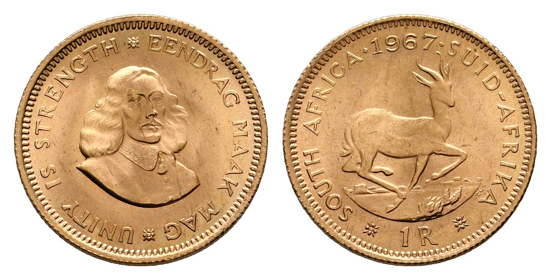  Linnartz Südafrika 1 Rand 1967 f.stgl Gewicht: 4,01g/917er   
