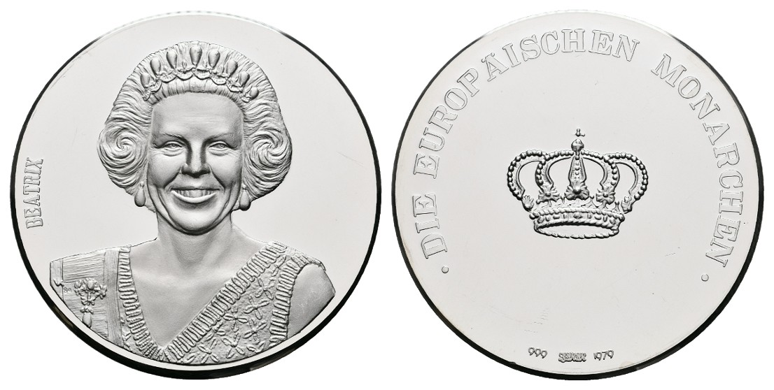  Linnartz Niederlande Silbermedaille 1979 a. Königin Beatrix PP- Gewicht: 34,1g/999er   