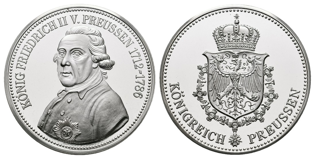  Linnartz Preussen Friedrich der Große Feinsilbermedaille o.J. PP Gewicht: 19,8g/999er   