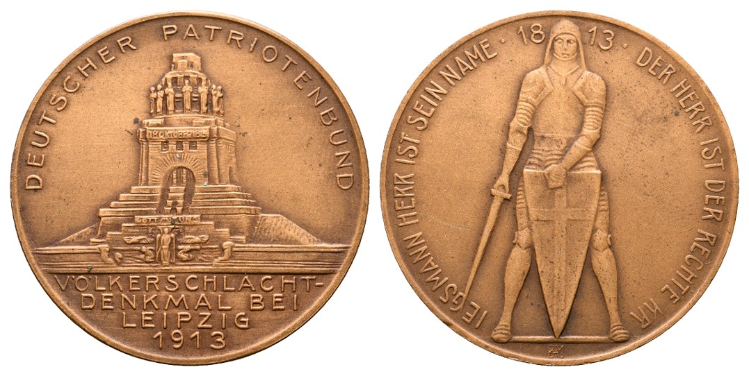  Linnartz Leipzig Bronzemedaille 1913 (Mayer) Völkerschlachtdenkmal fstgl Gewicht: 24,2g   