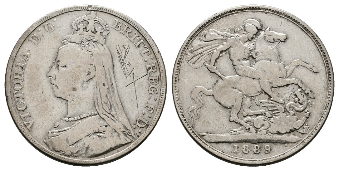 Linnartz Großbritannien Victoria 1 Crown 1891 kl.Rdf. f.ss Gewicht: 28,28g/925er   