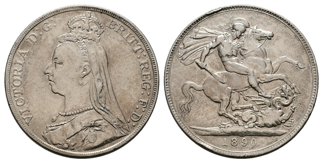  Linnartz Großbritannien Victoria 1 Crown 1890 kl.Rdf. ss+   