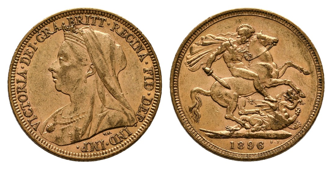  Linnartz Australien Victoria 1 Sovereign 1896 M-Melbourne vz Gewicht: 7,98g/917er   
