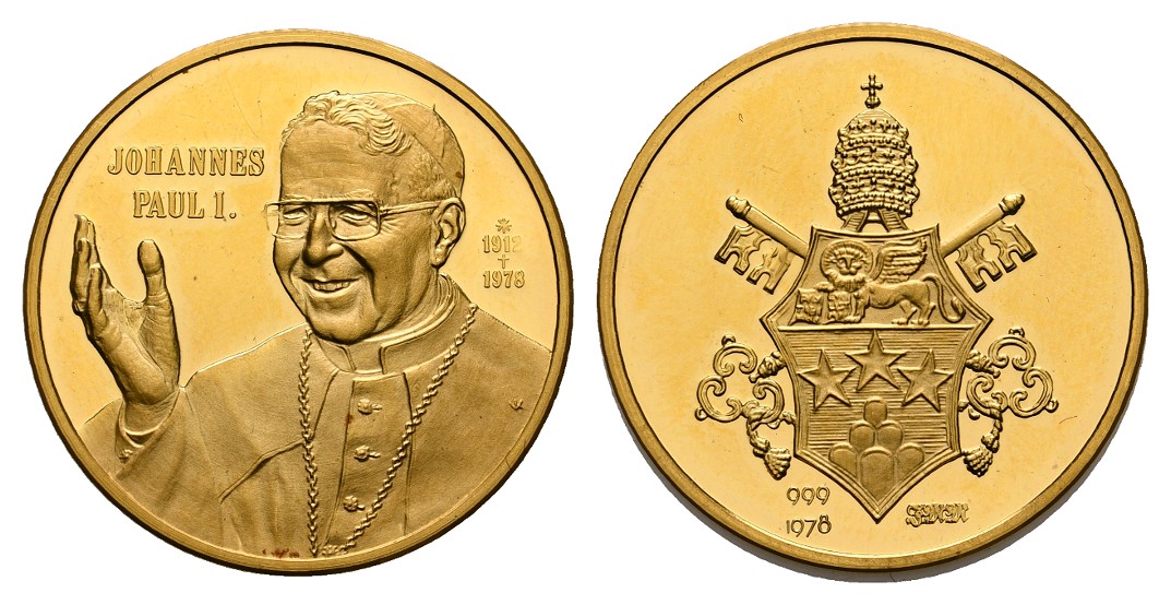  Linnartz Vatikan Johannes Paul I. Goldmedaille 1978 PP Gewicht: 8,0g/999er   