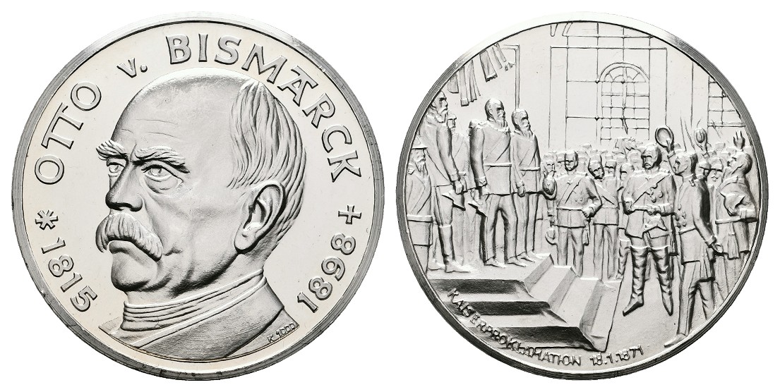  Linnartz Otto von Bismarck Silbermedaille o.J. Kaiserproklamation PP Gewicht: 14,8g/1.000er, PP   