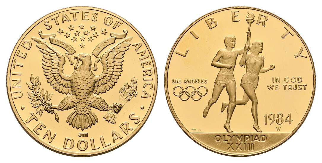  Linnartz USA 10 Dollars 1984 W Olympische Spiele Los Angeles PP Gewicht: 16,72g/900er   