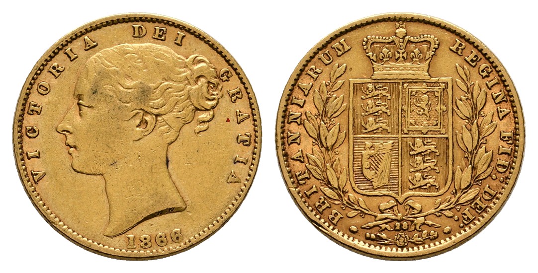  Linnartz Großbritannien Victoria 1 Sovereign 1866 ss Gewicht: 7,99g/917er   