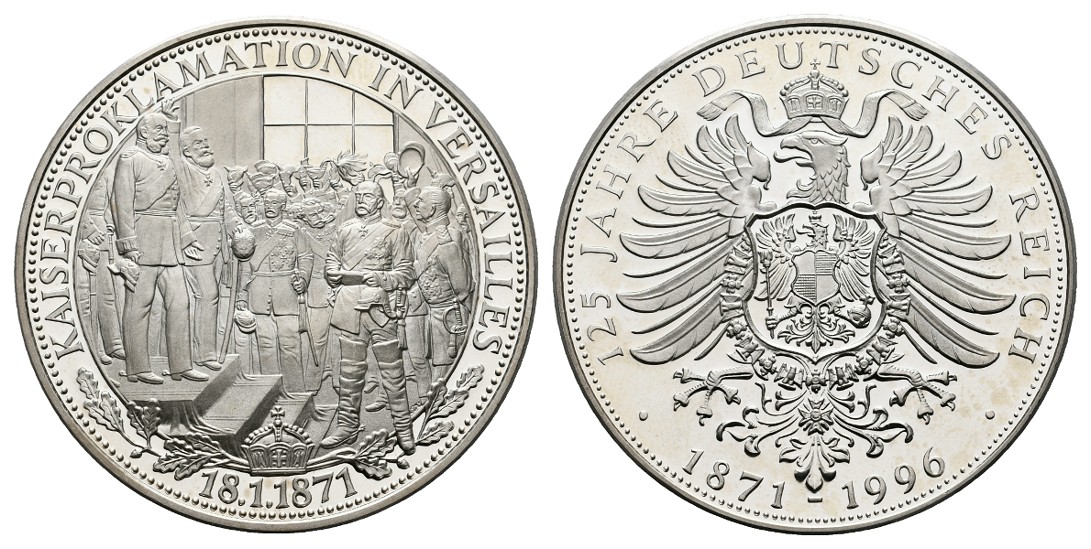  Linnartz Otto von Bismarck Silbermedaille 1996 a.d. Kaiserproklamation PP Gewicht: 19,8g/999er   