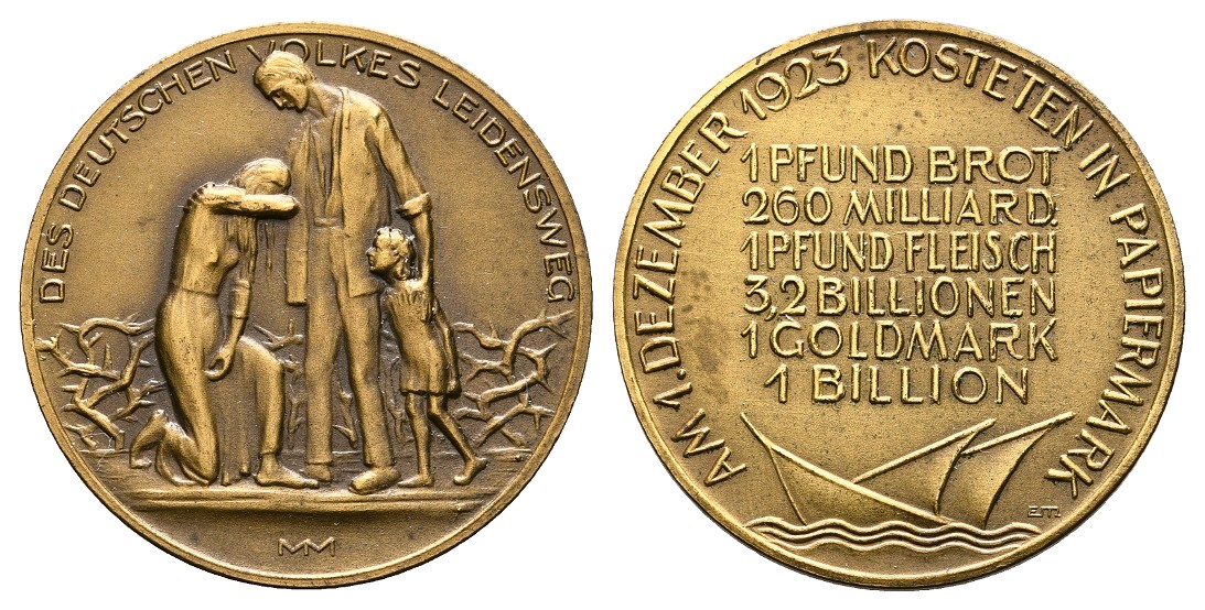  Linnartz Weimar Not und Teuerung Inflation Messingmedaille 1923 (MM) vz-stgl Gewicht: 9,7g   