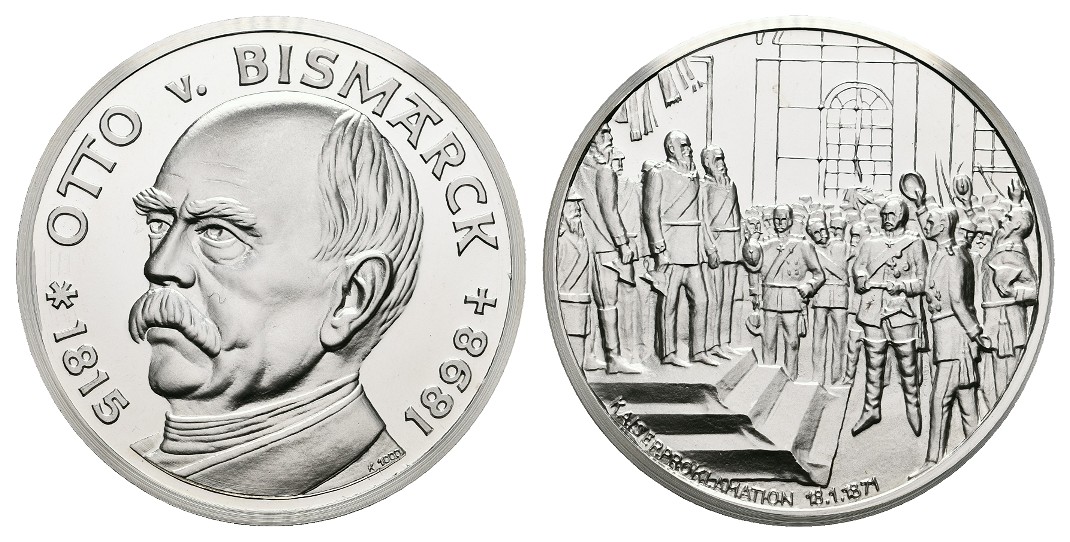  Linnartz Otto von Bismarck Silbermedaille o.J. Kaiserproklamation PP Gewicht: 24,5g/1.000er, PP   