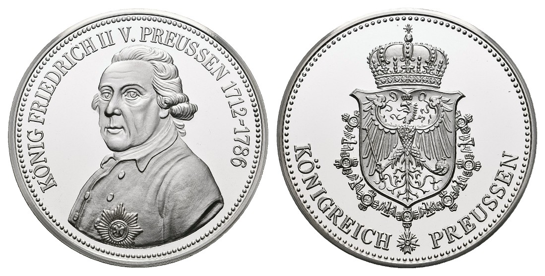  Linnartz Preussen Friedrich II. Silbermedaille o.J. PP Gewicht: 19,9g/1.000er   