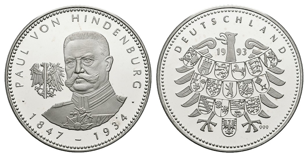  Linnartz Hindenburg Silbermedaille 1993 PP Gewicht: 20,1g/999er   