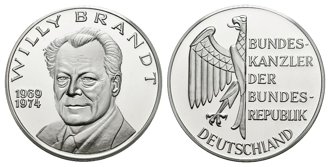  Linnartz BRD Silbermedaille o.J. Willy Brandt PP Gewicht: 19,5g/999er   