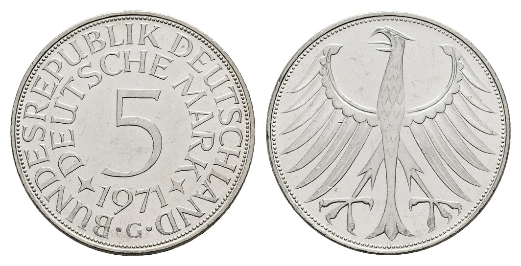  MGS BRD 5 DM 1971 G dem deutschen Volke Feingewicht: 7g   