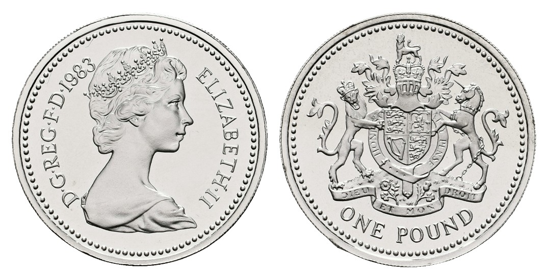  Linnartz Großbritannien Elizabeth II. 1 Pound 1983 PP Gewicht: 9,5g/925er   