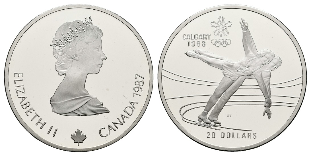  Linnartz Kanada 20 Dollars 1987 Winterolympiade 1988 Calgary Eiskunstlaufen PP gekapselt   