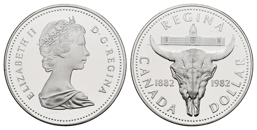  Linnartz Kanada Elizabeth II. 1 Dollar 1982 100 Jahre Regina Saskatchewan PP gekapselt   