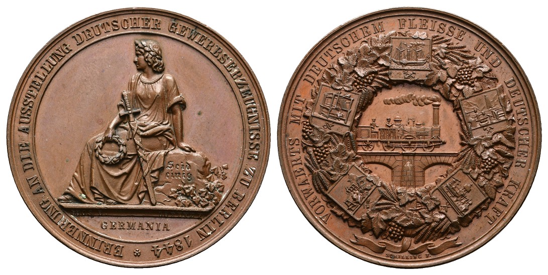  Linnartz Preussen Bronzemedaille 1844 Berliner Gewerbeausstellung vz Gewicht: 53,9g   