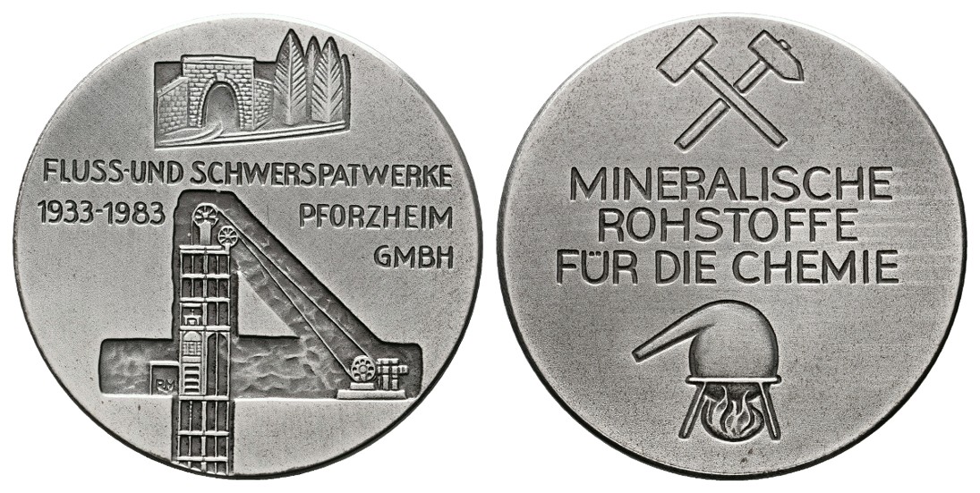  Linnartz Bergbau Pforzheim Silbermedaille 1983 Fluss-&Schwerspatwerke stgl Gewicht: 24,03/1.000er   