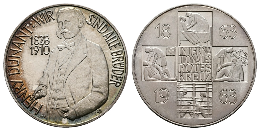 Linnartz Henry Dunant Silbermedaille 1963 100 Jahre rotes Kreuz stgl Gewicht: 24,6g/1.000er   